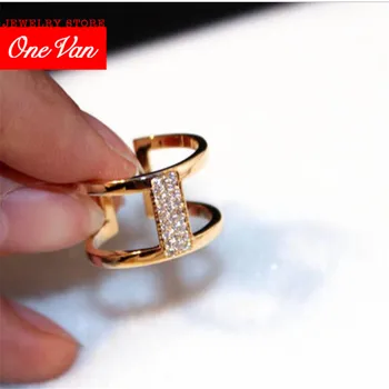 

2020 OneVan New Simple Bling 2 layer exquisite super sparkle zircon elegant adjustable opening women lady ring wholesale Jewelry