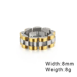Retro Link Chain Ring - Stainless Steel Punk Couple Jewelry Gift - 8 (KR89124 - K)