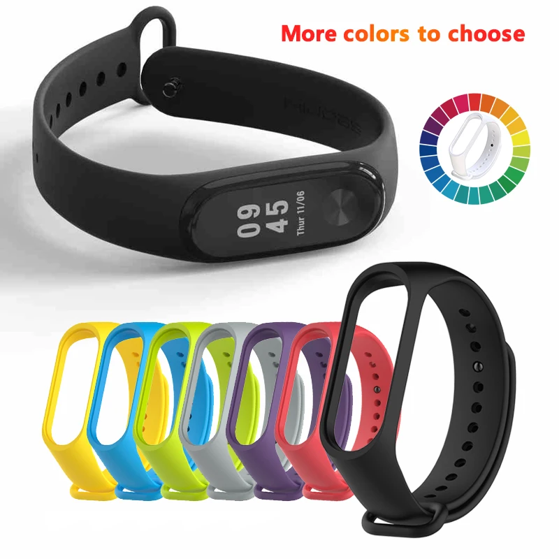 Ремешок силиконовый для Xiaomi Mi Band 3 4 цветной удобный Воздухопроницаемый сменный