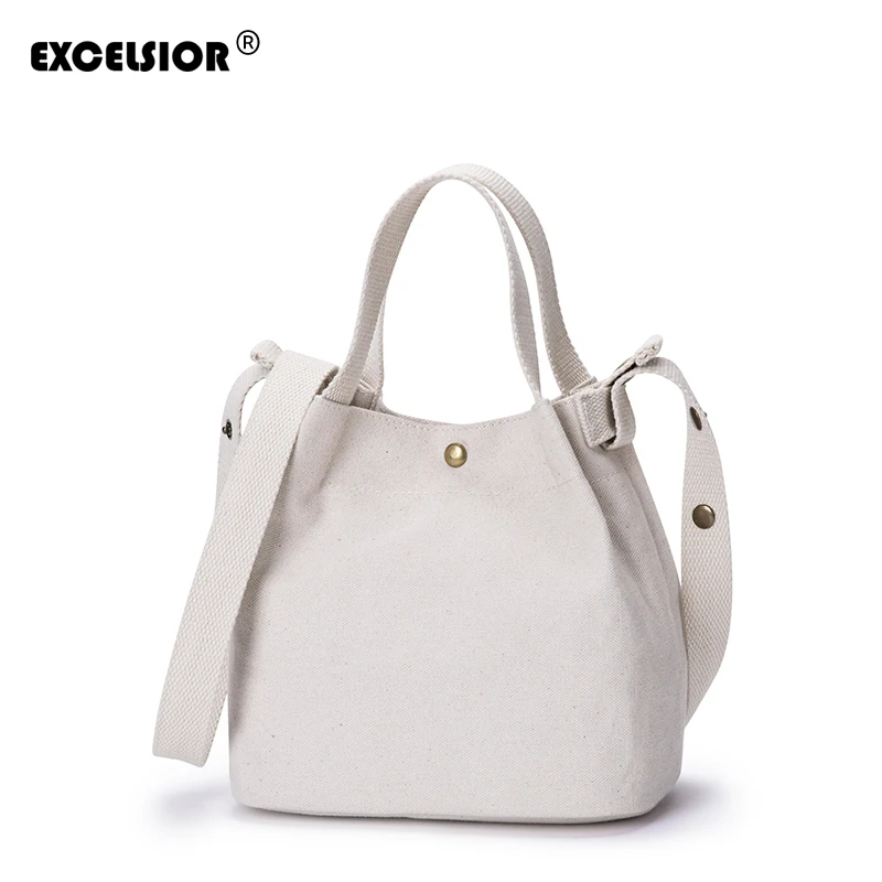 

EXCELSIOR Women's Canvas Bag Adjustable Strap Crossbody Bags Small Cotton Flap for Female Hasp Open Way Shoulder Bags