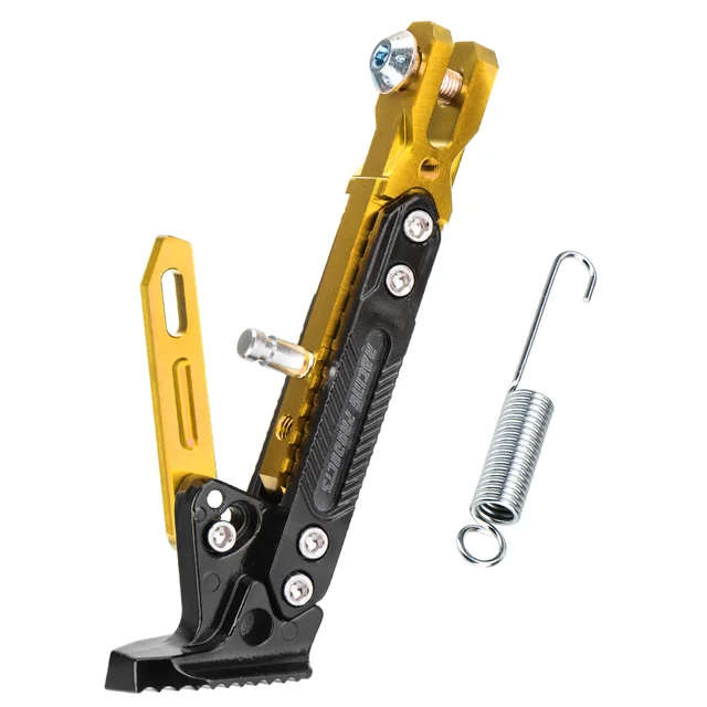 Adjustable CNC Metal Motorcycle Foot Bracket Kick Side Bracket Durable Corrosion Resistant Bracket Motorcycle Stand Moto Stand-Gold