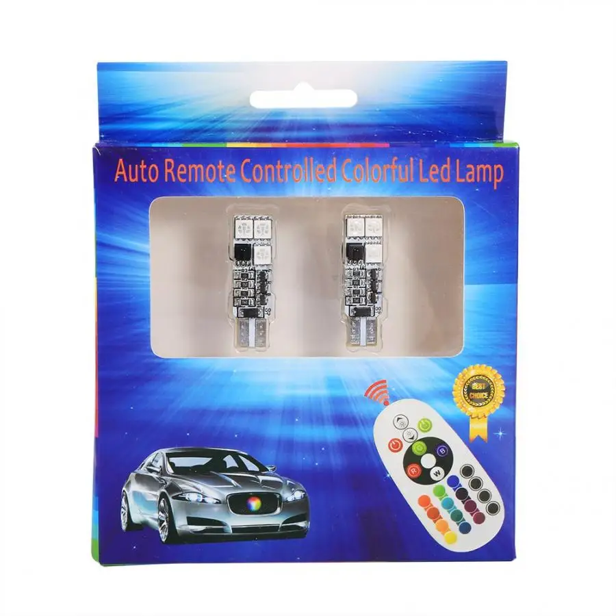 Подсветка для салона автомобиля Ashata 1 пара T10 RGB многоцветное Изменение светодиодный светильник красочный интерьер автомобиля свет с пультом дистанционного управления
