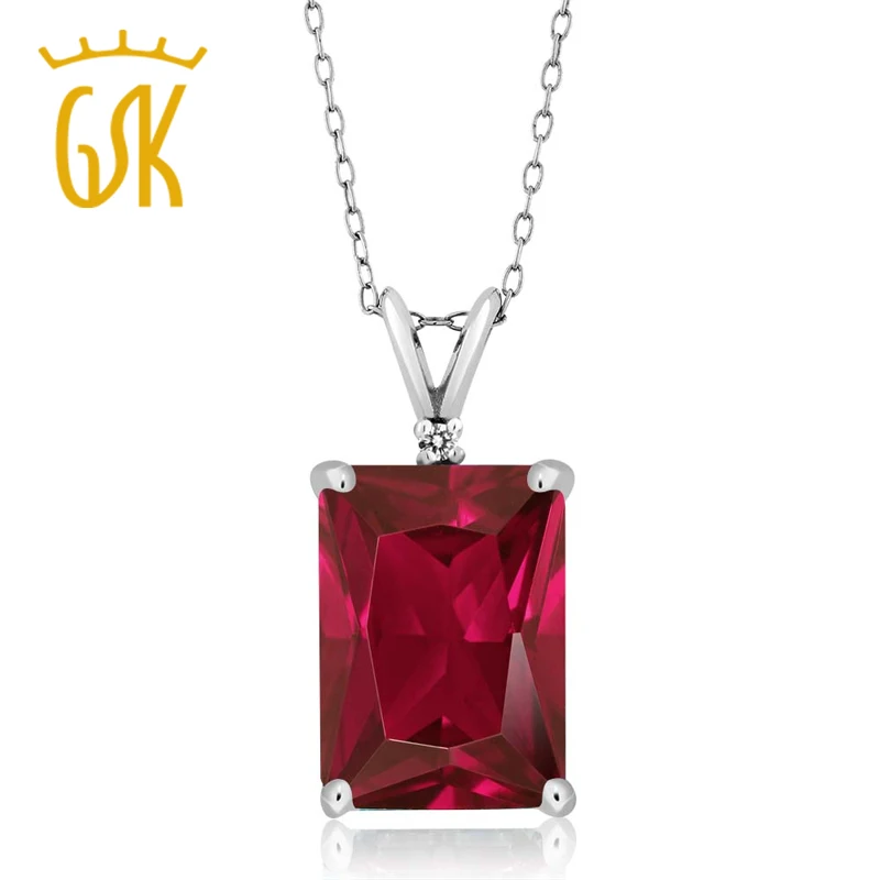 GemStoneKing 8 02 карат Изумруд Красный создан рубин и белый бриллиант серебро 925 пробы