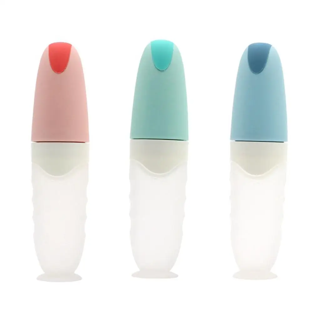 

Newborn Baby Squeezing Feeding Bottle Silicone Training Rice Spoon Infant Cereal Food Supplement Feeder Safe Tableware Tools