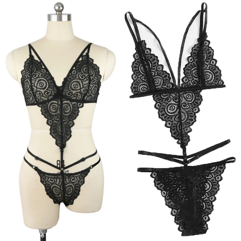 Women Sexy Deep V Neck Lace Lingerie Sleepwear Dress Underwear Babydoll Nightgown Black Nightdress Chemise