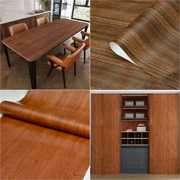

self-adhesive desktop cabinet door furniture10m*120cm Wood stickers thickened waterproof pvc wardrobe refurbished wallpaper