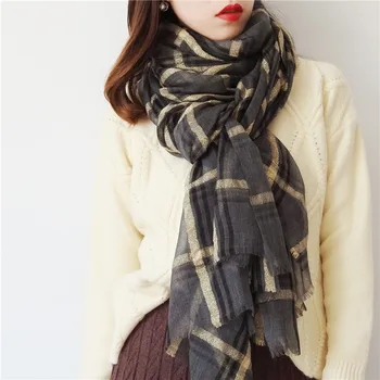 Unisex  pure kashmir shawl in retro plaid