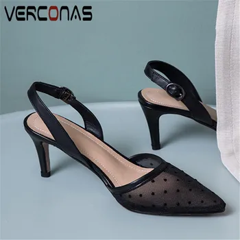 

VERCONAS Woman Pumps 2020 Fashion High Quality Women Sandals Summer Casual Shoes Wave Point Pointed Toe Thin Heels Shoes Woman