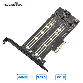 

Rocketek PCIE to M2 Hard Disk Adapter Expansion Cards PCI-E X4 3.0 M.2 SSD SATA/NVME Protocol NGFF M key/B key/B&M key Computer