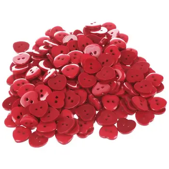 

200pcs Bulk Plastic Heart Button Lots 11mm Sewing Craft Cards DIY color: Red