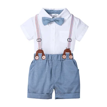 

Children's wear Summer Boys' Short sleeve White shirt Romper back pants Suit gentleman baby Gentleman's Overalls Go out take