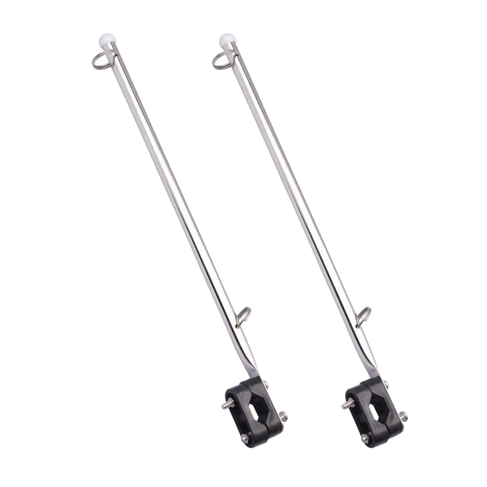 2x Flag Pole With Base Durable Rail Mount Boat Pulpit Staff Boat Parts