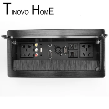 

Desktop socket, embedded aluminum alloy cover with brush, HDMI and VGA can be customized