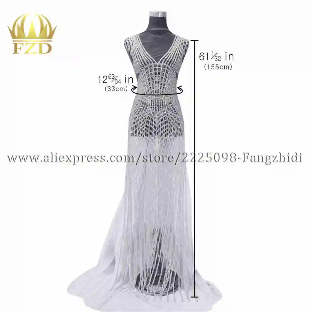 FZD 1 шт переднее шитье ручной работы стеклянные бусины Стразы длинные женские вечерние платья для diy вечерние платья под заказ DRA-301A - Цвет: DRA-297