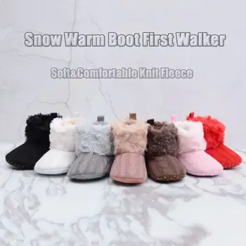 

Baby Kid Boys Girls Knitted Fur Snow Boots Toddlers Soft sole anti-slip prewalker Winter Warm Boots First Walkers 0-18 Months