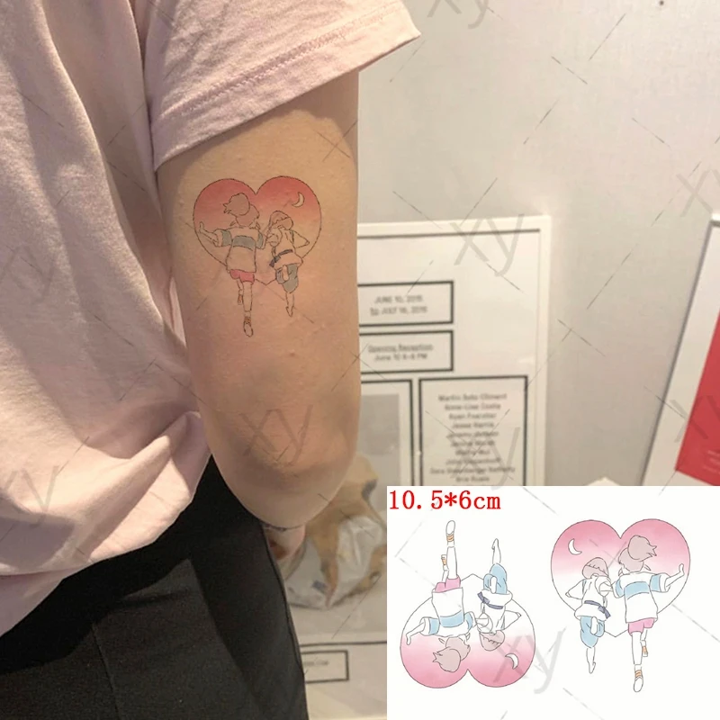 Водостойкая Временная тату-наклейка японские мультфильмы Maiden Love Heart Moon флэш-тату