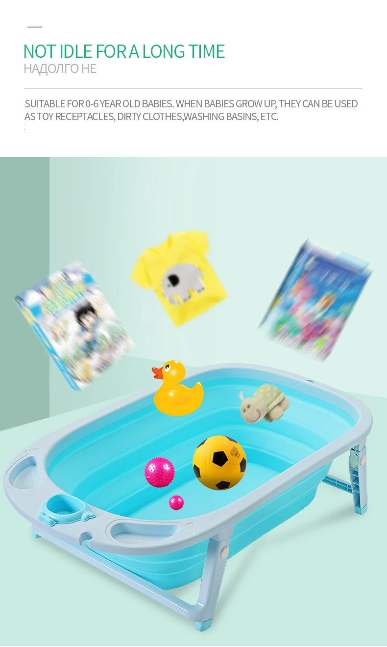 Portable Folding Baby Bath Tub Large Size Anti-Slip Bottom Non-Toxic Material Infant Bathtub Bucket for Baby Bathing