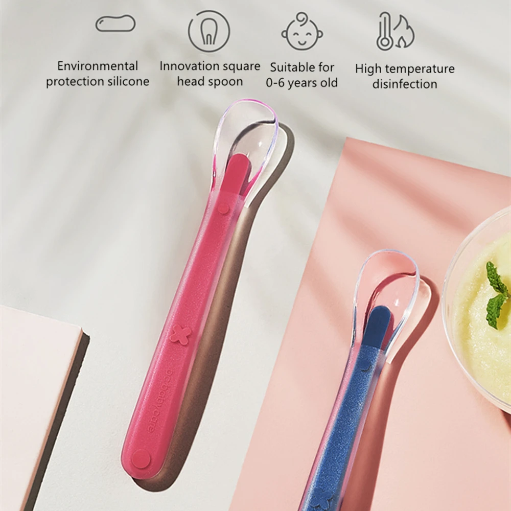 BC Babycare 2 шт. безопасные пищевые Силиконовые Детские Ложки для малышей