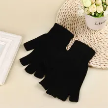Solid Half Finger Gloves For Women Men Mittens Fingerless Knit Wrist Glove Winter Warm Soft Short Gloves Thick Knitted Mittens