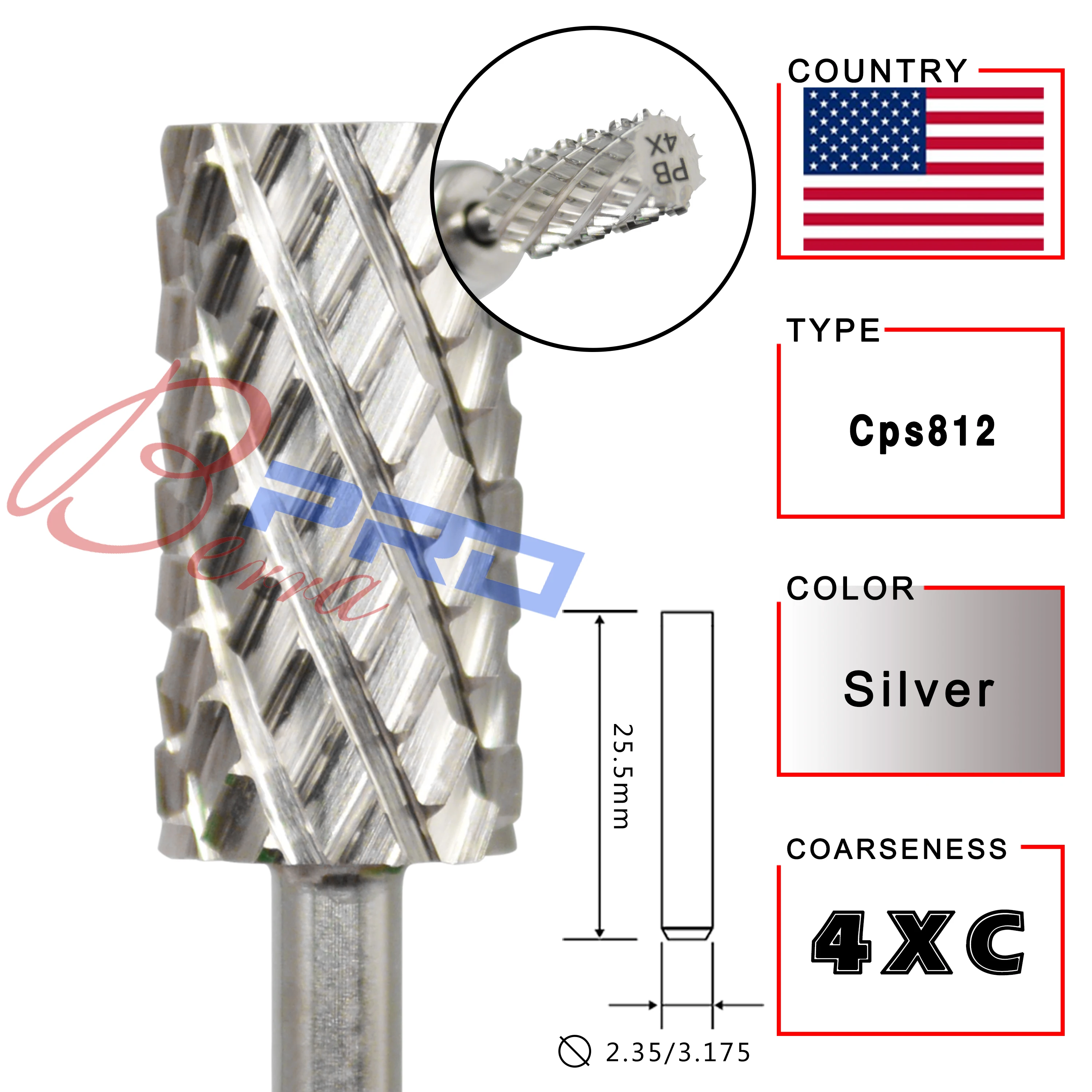 RolinStar 6.6 Großer Schaft Silber Stahl Karbid Hochwertig Gel-Nagellack-Entferner 4XC Acryl – Detail 2