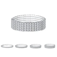 Блестящий эластичный браслет из горного хрусталя, женские модные многорядные хрустальные браслеты, женские темпераментные ювелирные изделия