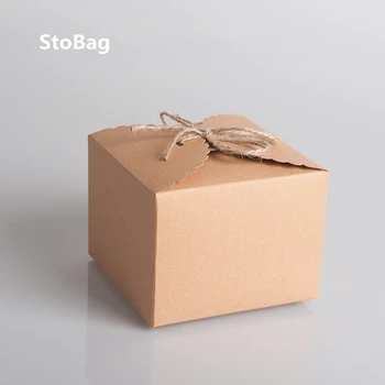 

StoBag 5pcs Bakery Packaging Mini Kraft Paper Square West Point Moon Biscuit Niuzha Candy Cake Gift Box Handmad Party Supplies