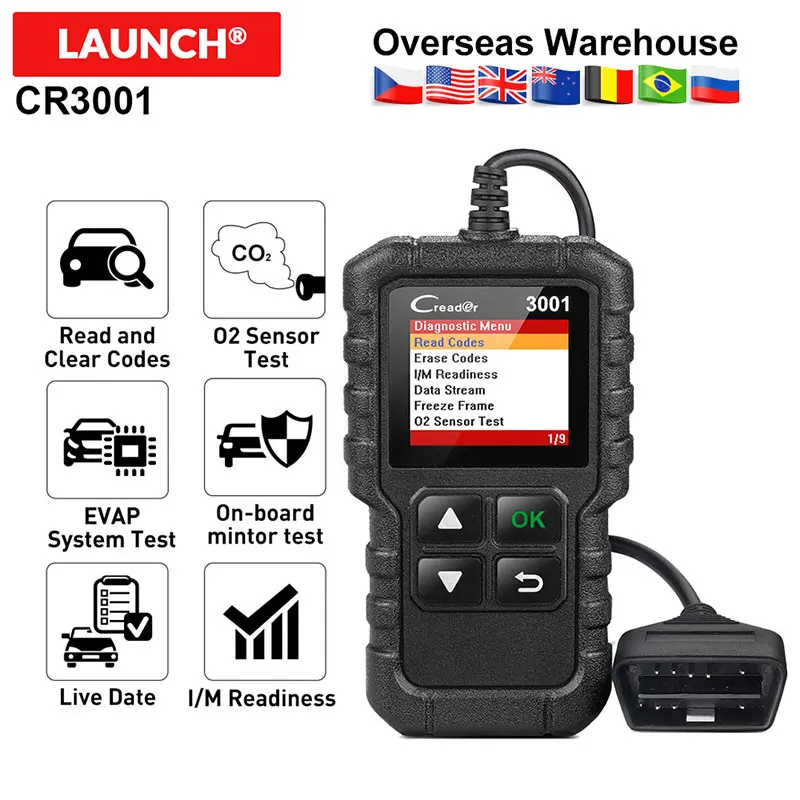 LAUNCH X431 CR3001 Full OBD2 Scanner Launch Creader 3001 OBD II/EOBD Engine Code Reader Car Diagnostic tool PK ELM327 Scan tool