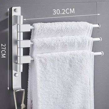 

Towel Rack Wall-Mounted Bathroom Hanging Holder Three-rod Four-rod 360 Degree Rotating Towel Shelf Bathroom New