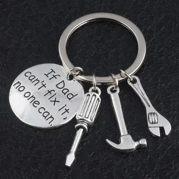 

2020 New Keychain If Dad Can't Fix It No One Can Key Ring Pendant Tool Wrench Spanner Hammer Model Key Chain Fathers Day Gifts