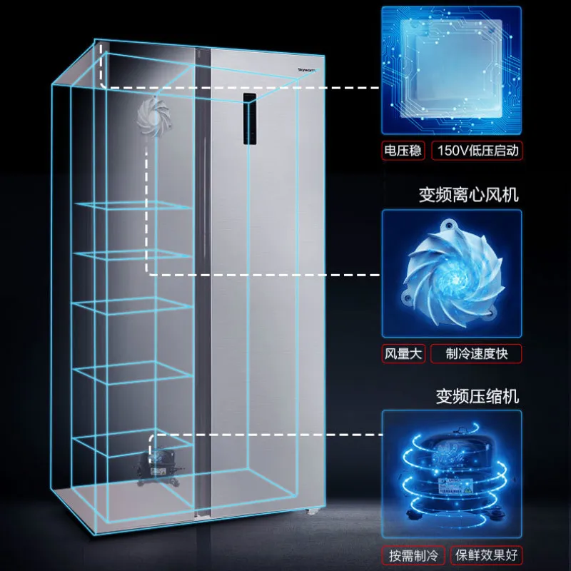 Двухдверный холодильник с воздушным охлаждением, роскошный Бытовой Холодильник с цифровым таймером, класс 2, холодильник 220 В