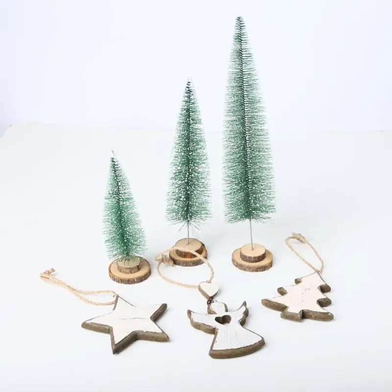 

3pcs/set Angel Star Christmas Tree Wooden Hanging Ornament Holiday Party Decoration DIY Crafts