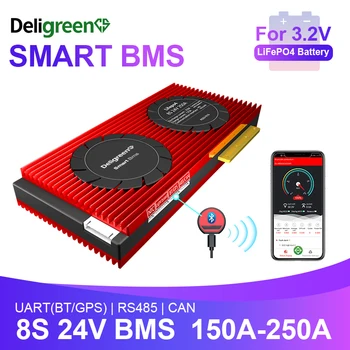 

High current Smart BMS 8S 24V 150A 200A 250A Bluetooth App rs485 by PC for 3.2V rated Lifepo4 BMS with NTC