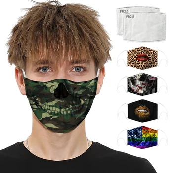 

Digital Printing Face Masks Face Shield Respirator Mask Protective Caps Mouth Dust Activated Carbon Filter Reusable