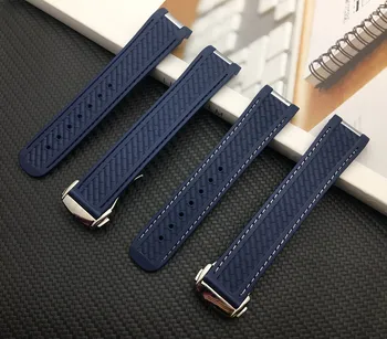 

New 20mm Watchband Curved End Silicone Rubber Watch band with Metal for Omega strap Seamaster 300 AQUA TERRA AT150 8900 Tools