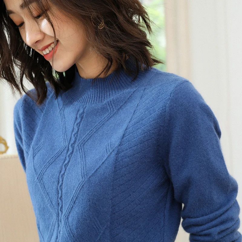 

Hot Sale 100% Cashmere Knit Sweaters Ladies Oneck Soft Pullover and Jumpers 4Colors Woman Clothes Tops