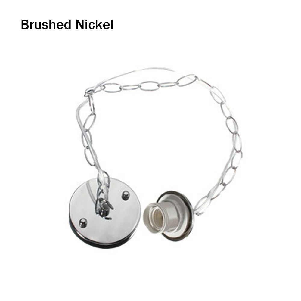 Brushed Nickel Винтажный Цоколь E27, Потолочный подвесной светильник с розовой цепочкой, держатель лампы, комплект для крепления винтовых розеток в стиле ретро, лампа накаливания 1 м - Цвет: Brushed Nickel