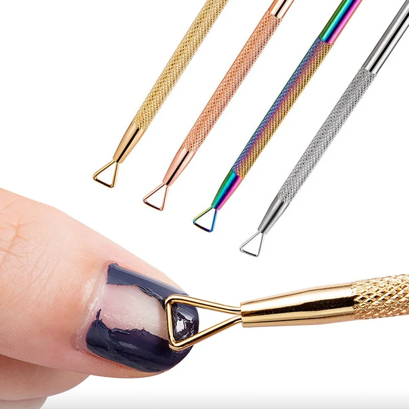 

1 Pc Rose Gold Colorful Dual-ended Stainless Steel UV Gel Remover Cuticle Remover Dotting Pen Manicure Nail Art Care Tools