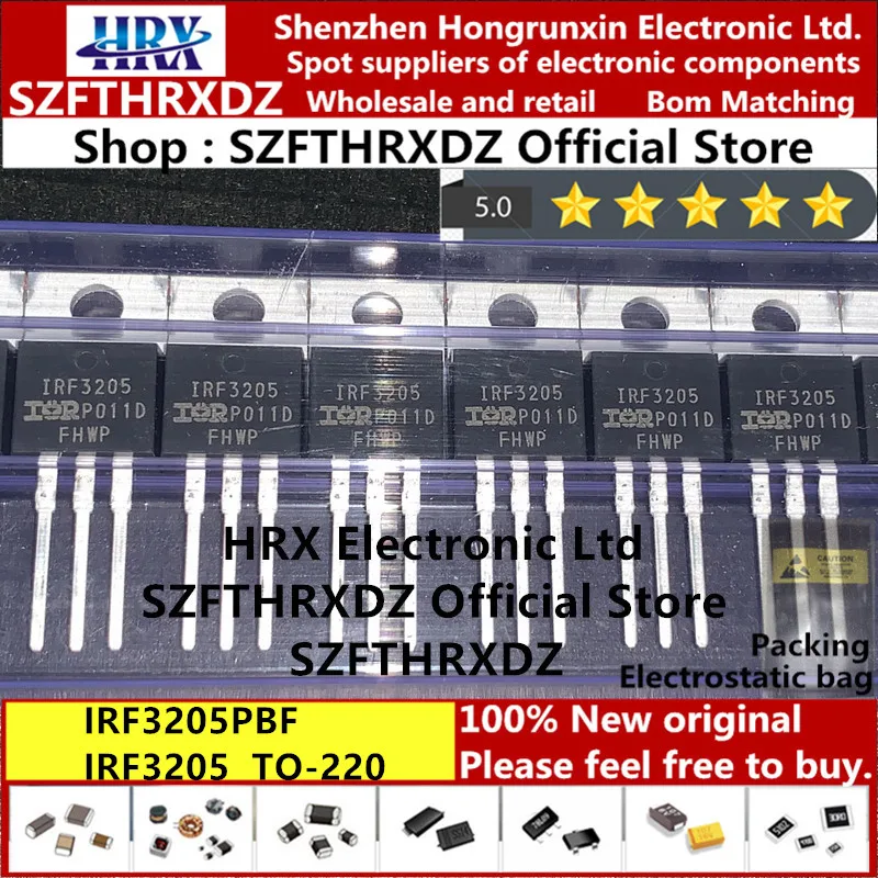100% Новый оригинальный IRF3205PBF TO220 IRF3205 производство Китай MOSFET mosfft 55V 110A 50 шт/труба (50
