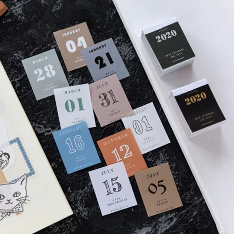 

2020 Mini Desktop Calendar Daily Planner Book Annual Agenda Organizer Paper DIY
