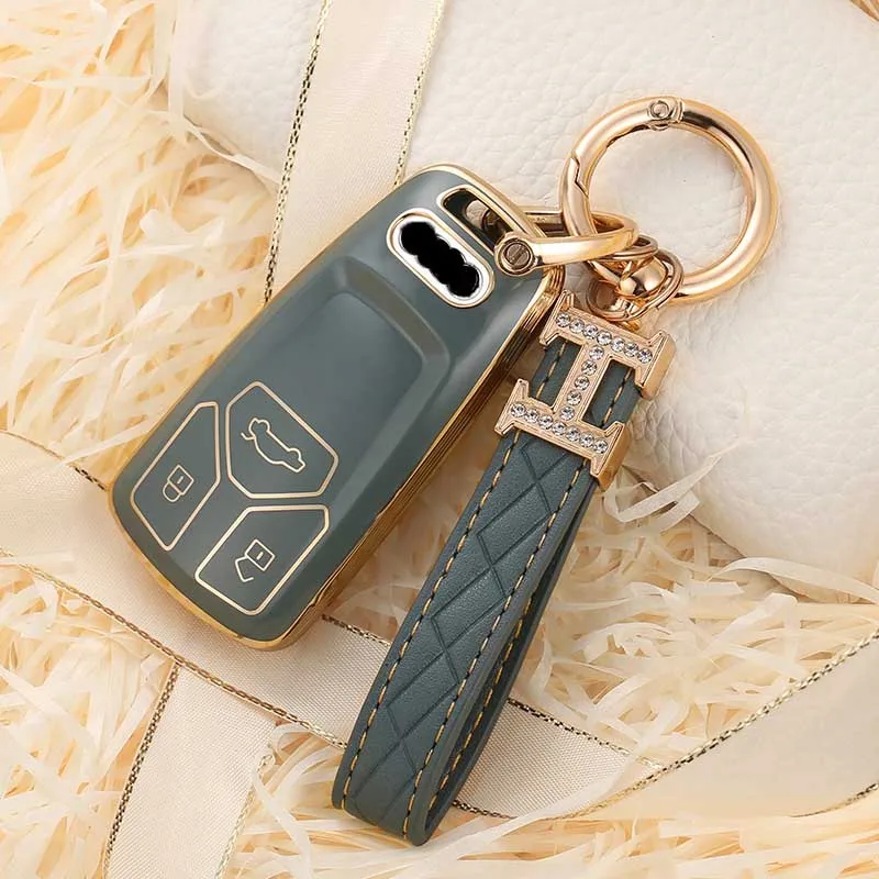 Cover chiate/telecomando per Audi TT A3 A4L Q5L Q7 A5 A6L portachiavi Shell Bags Protector portachiavi accessori Auto - H24ab393b769c4e5286f894ab658b2559k