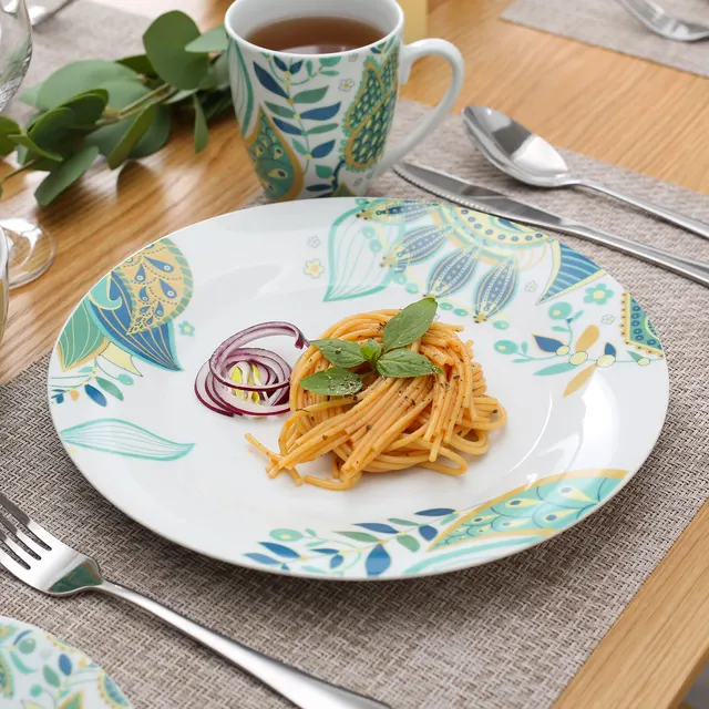 Veweet Elina 32 Darabos Porcelán Kerámia Edények Vacsora Vacsora, Desszert Tányér, Gabona Tál, 380 Ml Bögre Szolgáltatás 4-Hez - Image 4