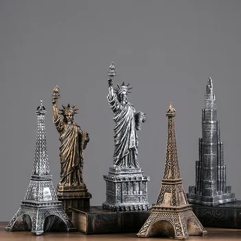 

EUROPEAN EMPIRE STATE BUILDING STATUE OF LIBERTY PARIS TOWER MINIATURE MODEL HOME DECORATION ART CRAFTS ORNAMENTS RESIN GIFTS