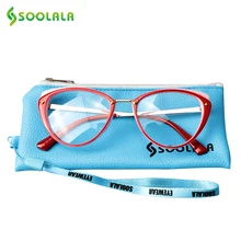 SOOLALA кошачий Глаз сплав очки для компьютера оправа женские дизайнерские прозрачные линзы лёгкие очки металлические оптические оправы по рецепту