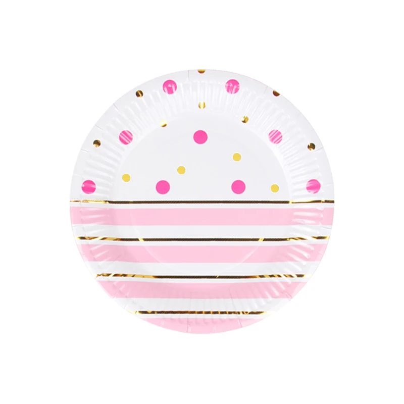 Одноразовая одноразовая бумажная посуда в синий горошек, салфетка для свадьбы или «нулевого дня рождения», детский Декор для вечеринки в честь Дня рождения, бумажный баннер - Цвет: pink dot 10pcs