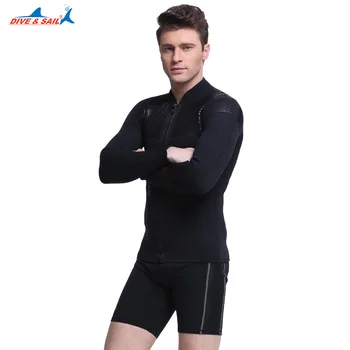 

Men's 3MM Neoprene Wetsuit SCR Thickened Cold-proof Long Sleeve Wetsuit Top Front Zip Swimsuit