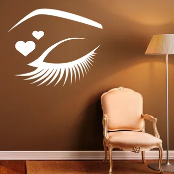 Kaufen Schöne Girl'S Auge Umriss Wand Aufkleber Schönheit Salon Wand Kunst Decals Vinyl Abnehmbare Wimpern Make-Up Aufkleber Wohnkultur