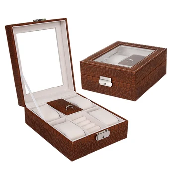 

Watch Jewelry Box Storage Organizer Case Ring Earring Necklace Leather