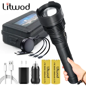 

XHP90.2 4-core Led Flashlight Power Bank Function Torch Usb Rechargeable 18650 or 26650 Battery Zoomable Aluminum Alloy Lantern