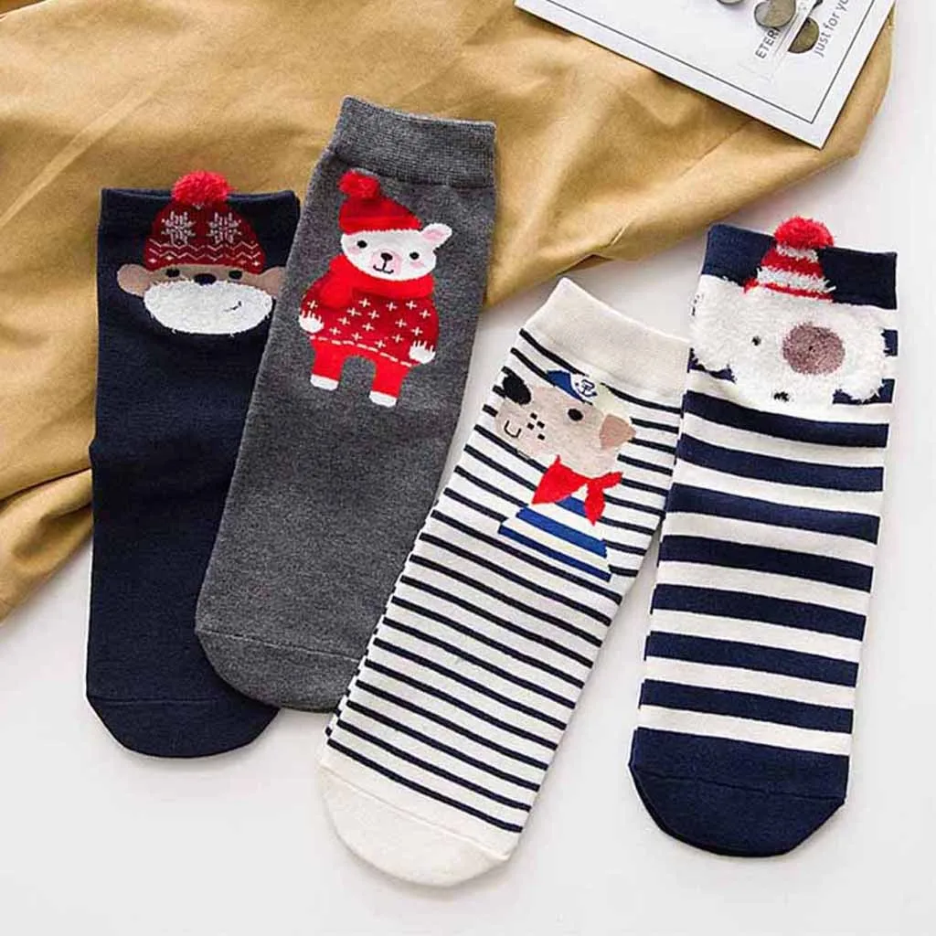 Женские хлопковые рождественские носки, милые носки 4 шт., повседневные носки, домашние носки-тапочки, Прямая поставка, женские носки harajuku#31