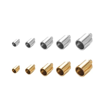 

10pcs Gold Plated Leather Rope Clasps Stainless Steel Round Caps Buckle for DIY Leather Cord Bracelet Jewelry Making Findings